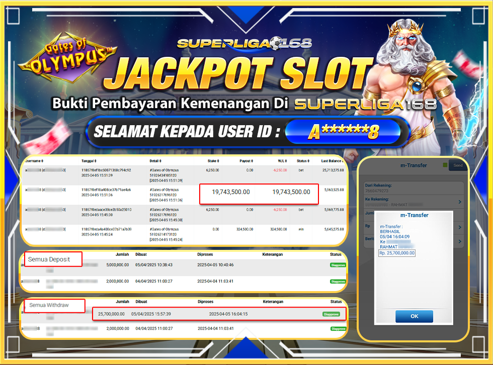 SUPERLIGA168 JACKPOT GATES OF OLYMPUS  Rp.25.700.000,