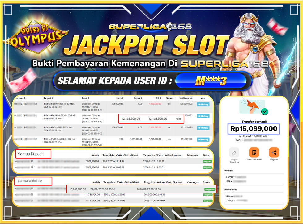 SUPERLIGA168 GATES OF OLYMPUS Rp.15,099,000LUNASS