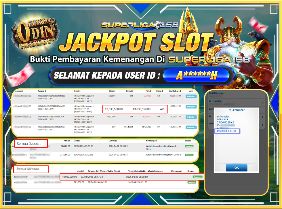 SUPERLIGA168 JACKPOT FURY OF ODIN MEGAWAYS Rp.40,000,000LUNASSSSSS